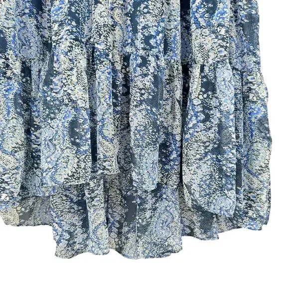 Joie NWT XXL Blue Parisian Paisley Sheer Long Balloon Sleeve Tiered Midi Dress - Picture 10 of 15